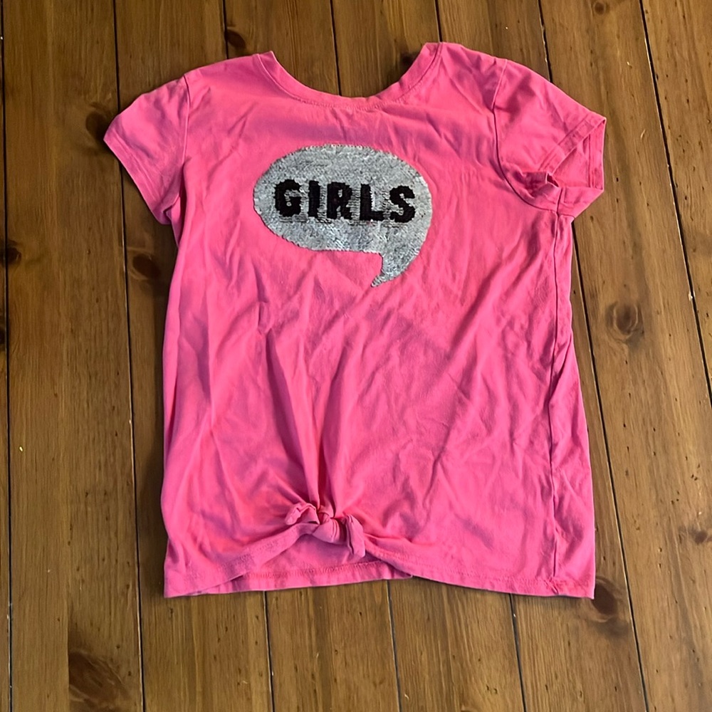 Kids flippable sequin shirt “Girls Rule”
